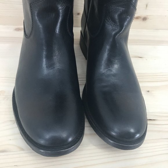 Frye Womens RARE HTF!! Tall Pull On Black Leather Boots Harness Size 6 B - Picture 6 of 15
